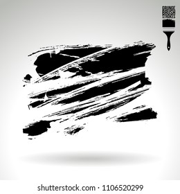 Black brush stroke and texture. Grunge vector abstract hand - painted element. Underline and border design.