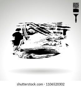 Black brush stroke and texture. Grunge vector abstract hand - painted element. Underline and border design.