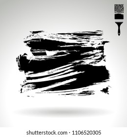 Black brush stroke and texture. Grunge vector abstract hand - painted element. Underline and border design.