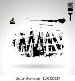 Black brush stroke and texture. Grunge vector abstract hand - painted element. Underline and border design.