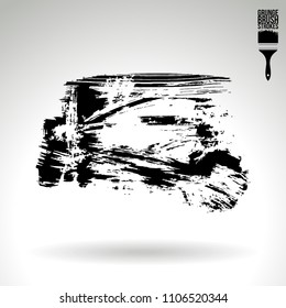 Black brush stroke and texture. Grunge vector abstract hand - painted element. Underline and border design.