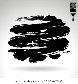 Black brush stroke and texture. Grunge vector abstract hand - painted element. Underline and border design.