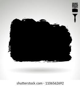 Black brush stroke and texture. Grunge vector abstract hand - painted element. Underline and border design.