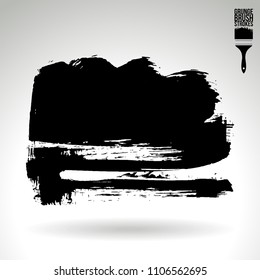 Black brush stroke and texture. Grunge vector abstract hand - painted element. Underline and border design.