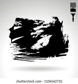 Black brush stroke and texture. Grunge vector abstract hand - painted element. Underline and border design.