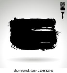 Black brush stroke and texture. Grunge vector abstract hand - painted element. Underline and border design.
