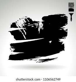 Black brush stroke and texture. Grunge vector abstract hand - painted element. Underline and border design.