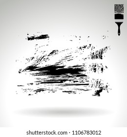 Black brush stroke and texture. Grunge vector abstract hand - painted element. Underline and border design.
