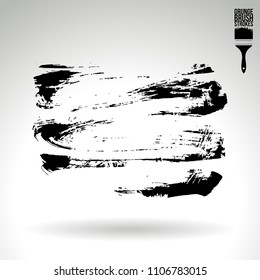Black brush stroke and texture. Grunge vector abstract hand - painted element. Underline and border design.