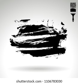 Black brush stroke and texture. Grunge vector abstract hand - painted element. Underline and border design.