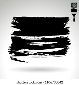 Black brush stroke and texture. Grunge vector abstract hand - painted element. Underline and border design.