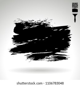 Black brush stroke and texture. Grunge vector abstract hand - painted element. Underline and border design.