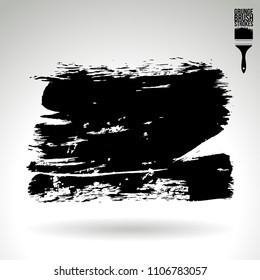 Black brush stroke and texture. Grunge vector abstract hand - painted element. Underline and border design.