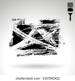 Black brush stroke and texture. Grunge vector abstract hand - painted element. Underline and border design.