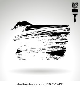 Black brush stroke and texture. Grunge vector abstract hand - painted element. Underline and border design.