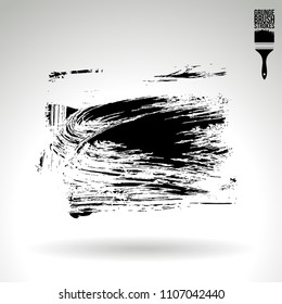 Black brush stroke and texture. Grunge vector abstract hand - painted element. Underline and border design.