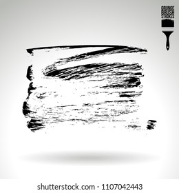 Black brush stroke and texture. Grunge vector abstract hand - painted element. Underline and border design.