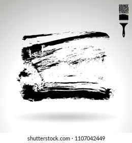 Black brush stroke and texture. Grunge vector abstract hand - painted element. Underline and border design.