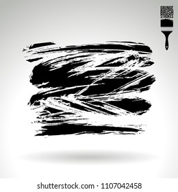 Black brush stroke and texture. Grunge vector abstract hand - painted element. Underline and border design.