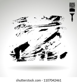 Black brush stroke and texture. Grunge vector abstract hand - painted element. Underline and border design.