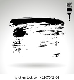 Black brush stroke and texture. Grunge vector abstract hand - painted element. Underline and border design.