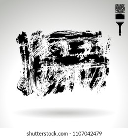 Black brush stroke and texture. Grunge vector abstract hand - painted element. Underline and border design.