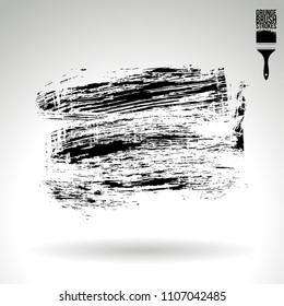 Black brush stroke and texture. Grunge vector abstract hand - painted element. Underline and border design.