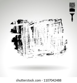 Black brush stroke and texture. Grunge vector abstract hand - painted element. Underline and border design.