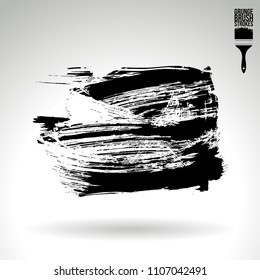 Black brush stroke and texture. Grunge vector abstract hand - painted element. Underline and border design.