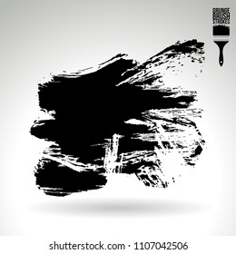 Black brush stroke and texture. Grunge vector abstract hand - painted element. Underline and border design.