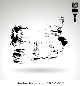 Black brush stroke and texture. Grunge vector abstract hand - painted element. Underline and border design.
