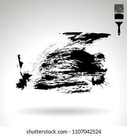 Black brush stroke and texture. Grunge vector abstract hand - painted element. Underline and border design.