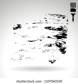 Black brush stroke and texture. Grunge vector abstract hand - painted element. Underline and border design.
