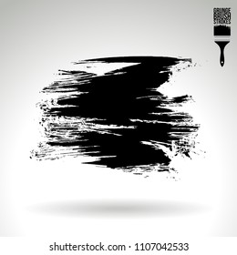 Black brush stroke and texture. Grunge vector abstract hand - painted element. Underline and border design.