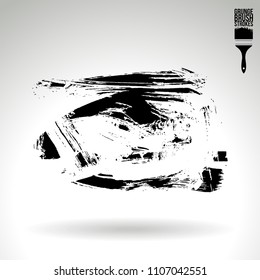 Black brush stroke and texture. Grunge vector abstract hand - painted element. Underline and border design.