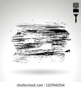 Black brush stroke and texture. Grunge vector abstract hand - painted element. Underline and border design.