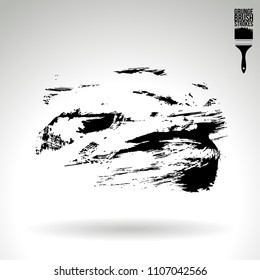 Black brush stroke and texture. Grunge vector abstract hand - painted element. Underline and border design.