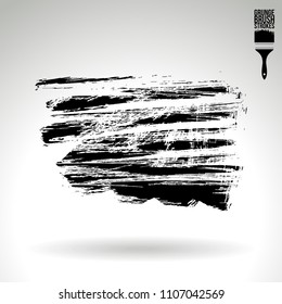 Black brush stroke and texture. Grunge vector abstract hand - painted element. Underline and border design.