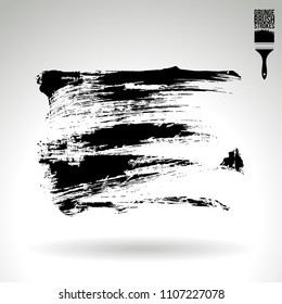 Black brush stroke and texture. Grunge vector abstract hand - painted element. Underline and border design.