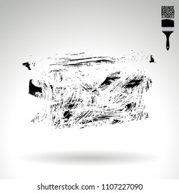 Black brush stroke and texture. Grunge vector abstract hand - painted element. Underline and border design.