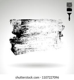 Black brush stroke and texture. Grunge vector abstract hand - painted element. Underline and border design.