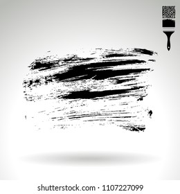 Black brush stroke and texture. Grunge vector abstract hand - painted element. Underline and border design.