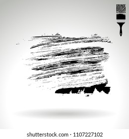 Black brush stroke and texture. Grunge vector abstract hand - painted element. Underline and border design.
