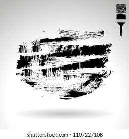 Black brush stroke and texture. Grunge vector abstract hand - painted element. Underline and border design.