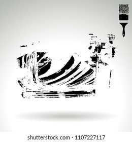 Black brush stroke and texture. Grunge vector abstract hand - painted element. Underline and border design.