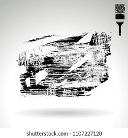 Black brush stroke and texture. Grunge vector abstract hand - painted element. Underline and border design.
