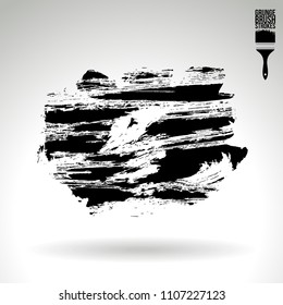 Black brush stroke and texture. Grunge vector abstract hand - painted element. Underline and border design.
