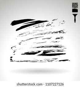 Black brush stroke and texture. Grunge vector abstract hand - painted element. Underline and border design.
