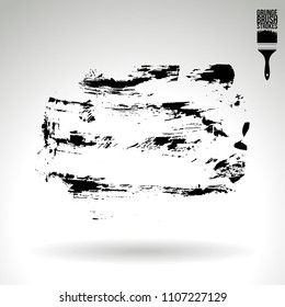 Black brush stroke and texture. Grunge vector abstract hand - painted element. Underline and border design.