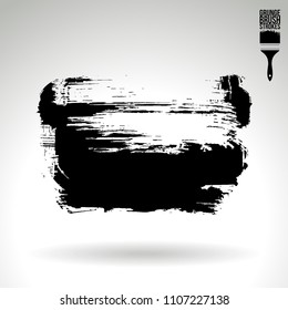 Black brush stroke and texture. Grunge vector abstract hand - painted element. Underline and border design.